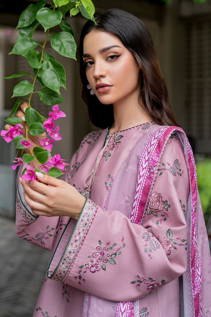 JAZMIN 3PC Dhanak Embroidered Shirt With Digital Printed Shawl-288 - QQ