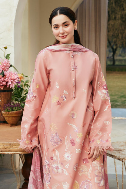 Dhanak-3PC Embroidered Shirt with Digital Printed Wool Shawl -3188 - QQ