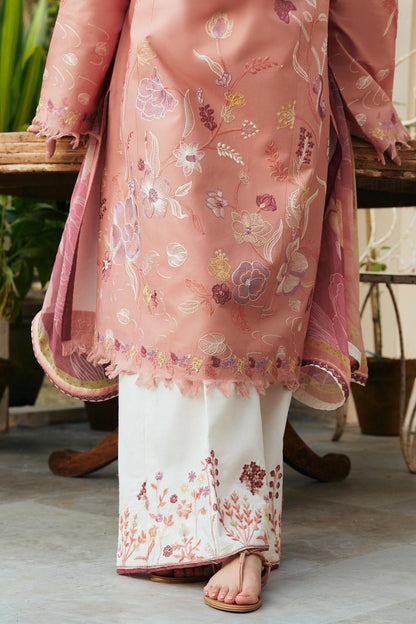 Dhanak-3PC Embroidered Shirt with Digital Printed Wool Shawl -3188 - QQ