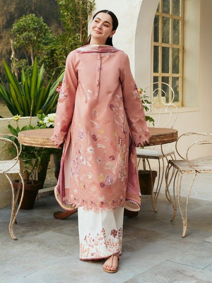 Dhanak-3PC Embroidered Shirt with Digital Printed Wool Shawl -3188 - QQ