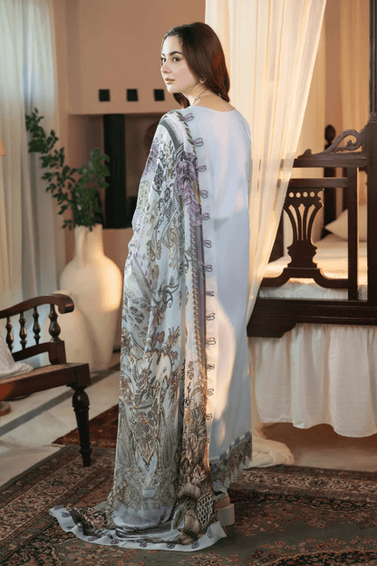 Dhanak-3PC Embroidered Shirt with Digital Printed Wool Shawl-3313 - QQ