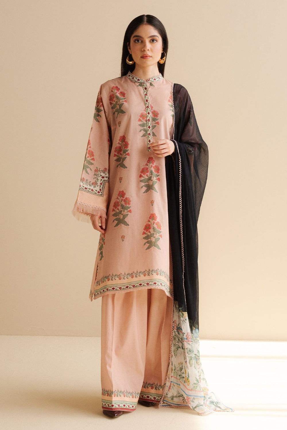 Zara ShahJahan 3PC Printed Lawn Shirt With Voile Printed Dupatta MB-490