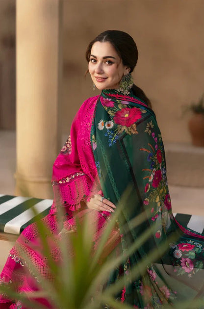 3PC Lawn Embroidered Shirt With Digital Printed Jacquard Dupatta- 5038 - QQ