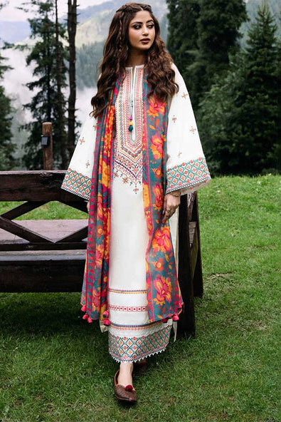 Lawn-3PC Embroidered Shirt with Digital Printed Jacquard Dupatta - 1355