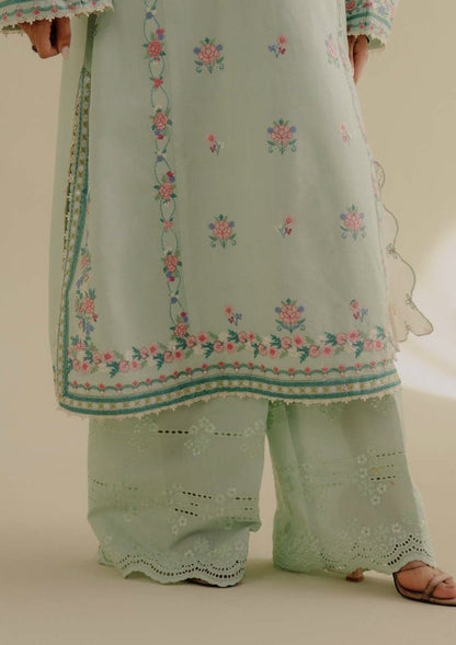 Lawn-3PC Embroidered Shirt with Digital Printed Jacquard Dupatta-1386 - QQ