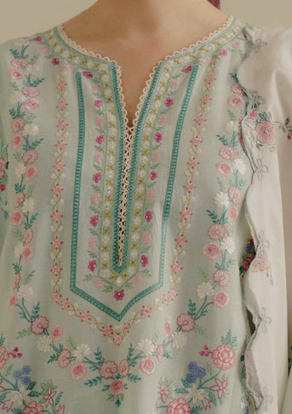 Lawn-3PC Embroidered Shirt with Digital Printed Jacquard Dupatta-1386 - QQ