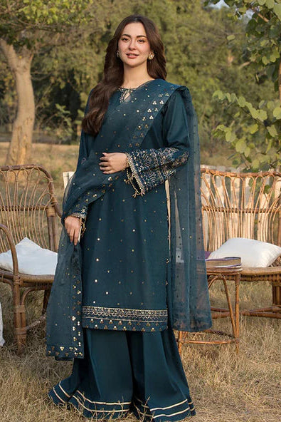Lawn-3PC Embroidered Shirt with Organza Sequins Embroidered Dupatta- 5062