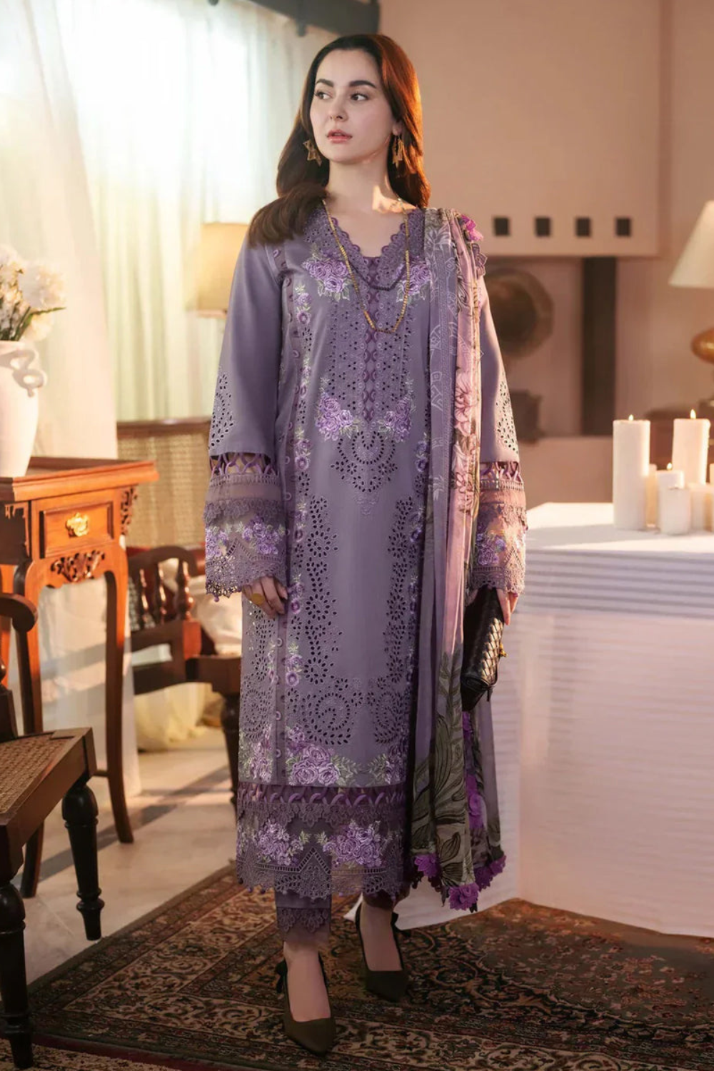 Lawn-3PC Embroidered Shirt with Digital Printed Jacquard Dupatta - 5189