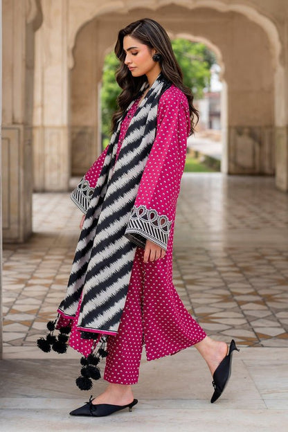 BAROQUE 3PC KARANDI PRINTED SHIRT WITH KARANDI PRINTED DUAPTTA AND TROUSER-829 - QQ