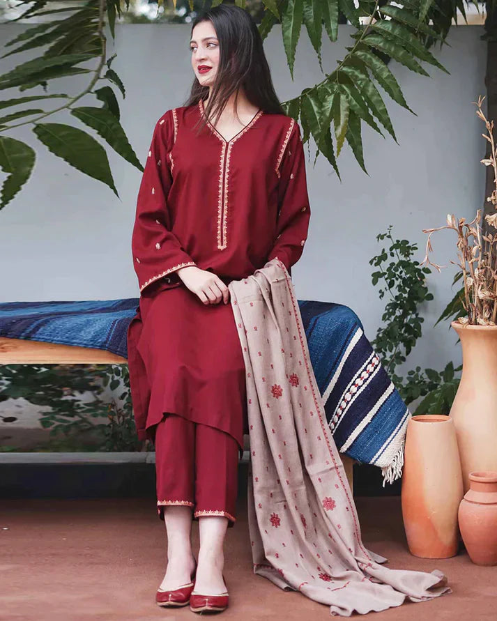 Dhanak 3PC Embroidered Q0306