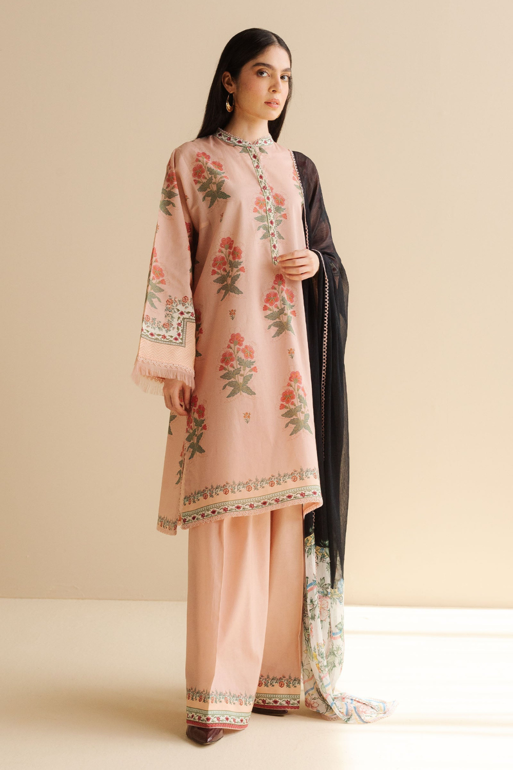 Zara ShahJahan 3PC Printed Lawn Shirt With Voile Printed Dupatta MB-490