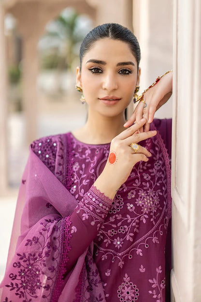 Dhanak-3PC Embroidered Shirt with Organza Embroidered Dupatta- 3242 - QQ