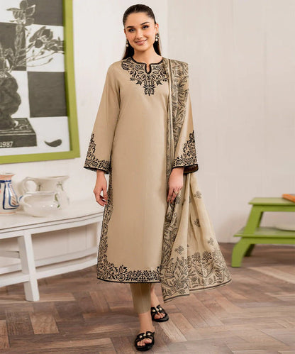 GRANEUT 3PC Dhanak Embroidered Shirt With Printed Dupatta-680 - QQ