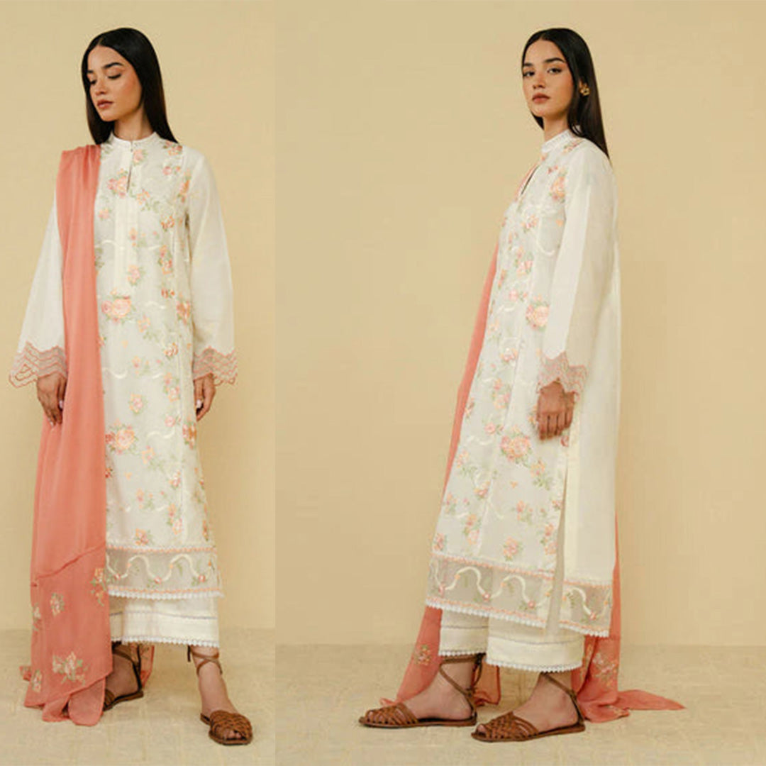 Coco Zara Shahjahan 3PC Embroidered With Dhanak Embroidered Dupatta-203