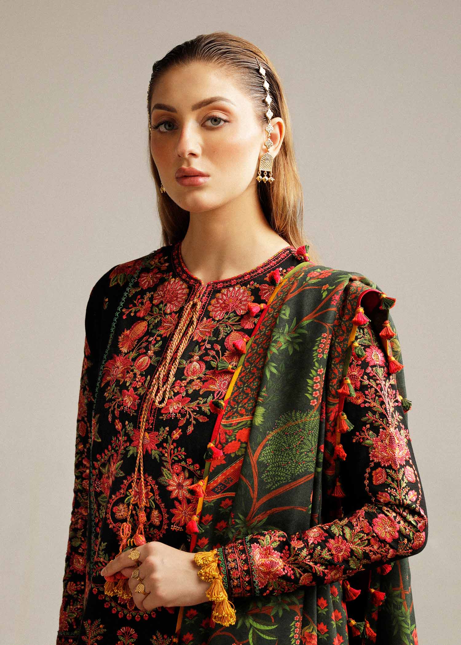 Hussain Rehar 3Pcs Dhanak Embroidered SS-173
