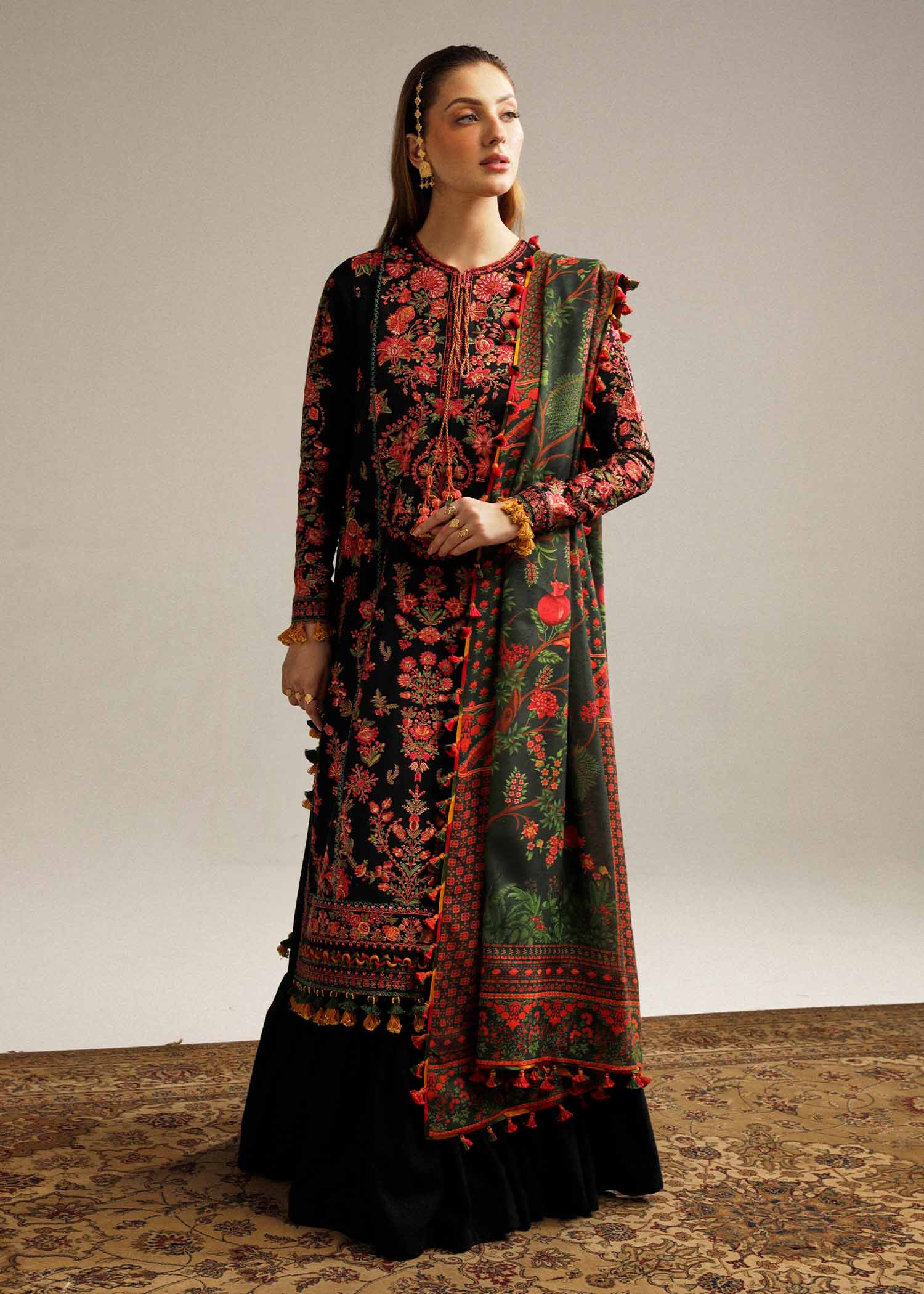 Hussain Rehar 3Pcs Dhanak Embroidered SS-173