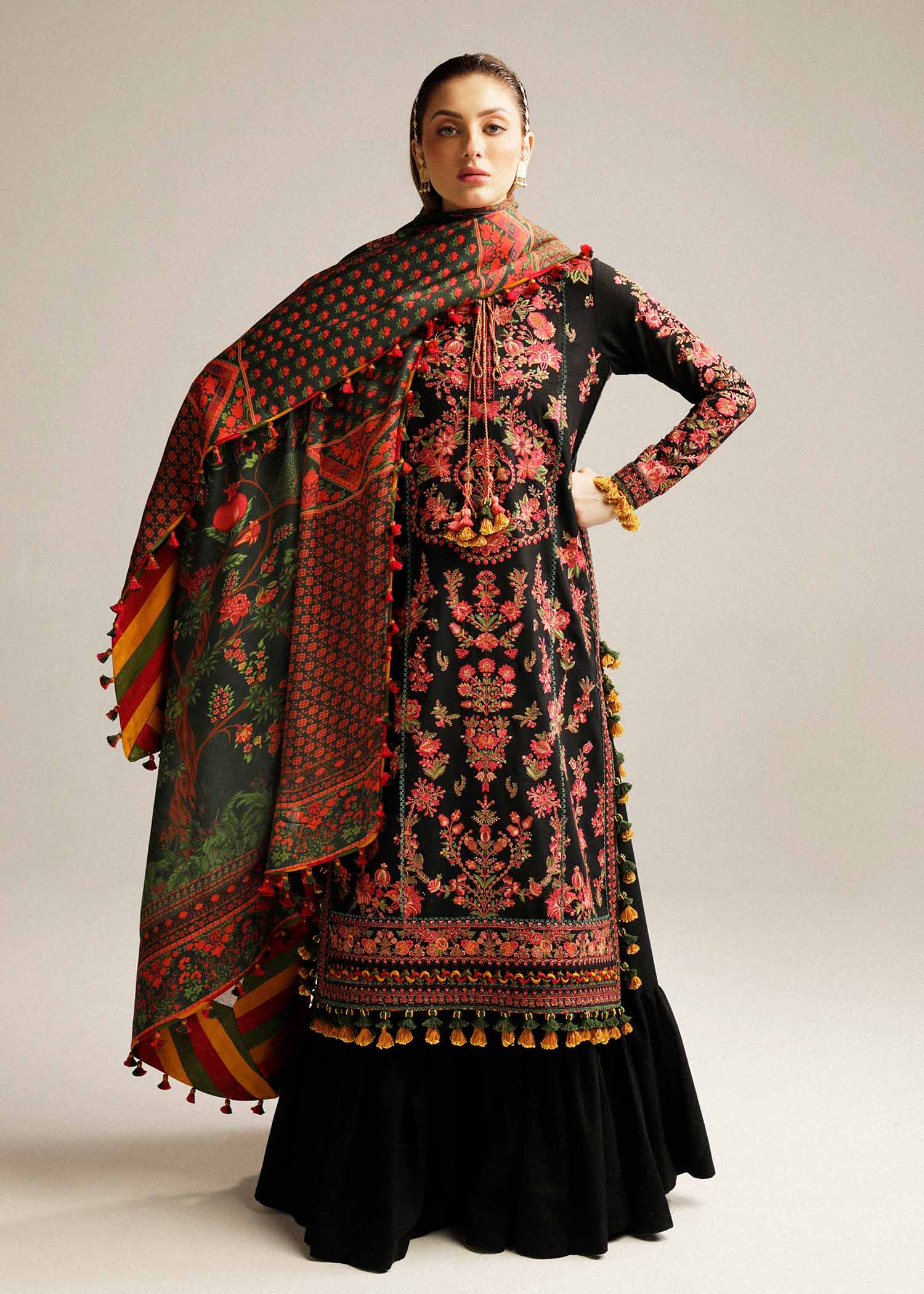 Hussain Rehar 3Pcs Dhanak Embroidered SS-173
