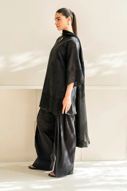 BAROQUE Dhanak 3PC Embroidered With Chiffon Dupatta-152 - QQ