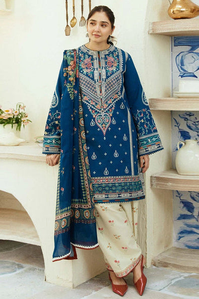 3PC Lawn Embroidered Shirt With Digital Printed Jauqard Dupatta-5033