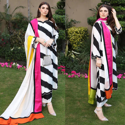 LULUSAR Silk 3PC Digital Printed-866 - QQ