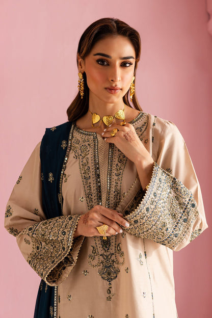Dhanak-3PC Embroidered Shirt with Sequins Embroidered Dupatta-6004 - QQ