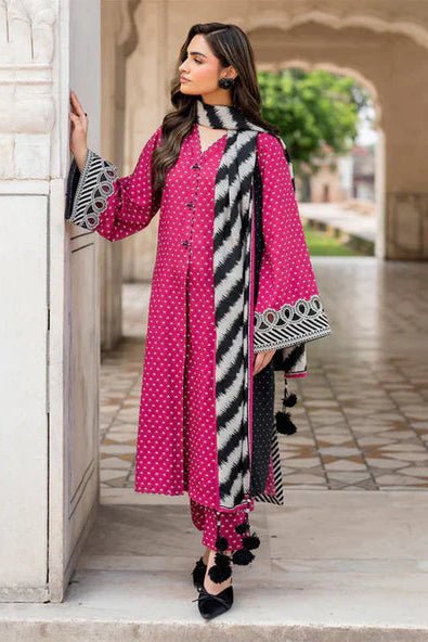 3PC LAWN PRINTED SHIRT WITH LAWN PRINTED DUAPTTA AND TROUSER-4005 - QQ