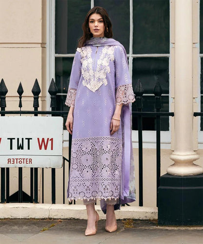 MUSHQ Dhanak 3PC Chikankari Embroidered With Pashmina Wool Shawl-117 - QQ