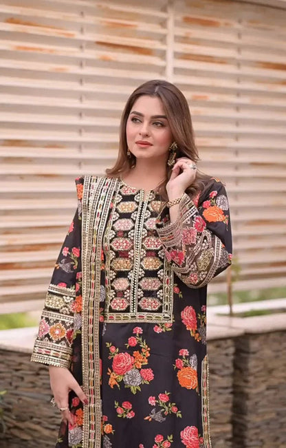Silk 3PC Digital Printed- 1714 - QQ
