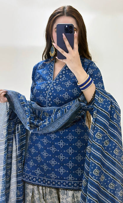 KHADDAR-3PC WITH KHADDAR PRINTED SHIRT & TROUSER-932 - QQ