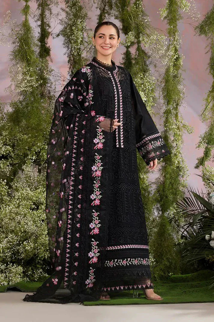 Dhanak -3PC Embroidered Shirt With Organza Embroidered Dupatta-3284