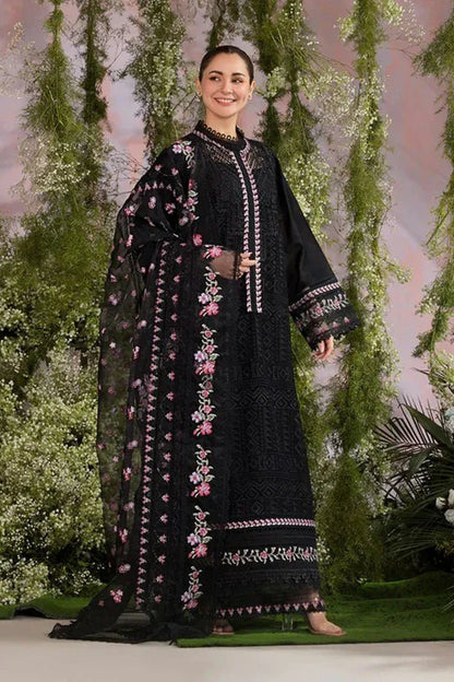 Dhanak -3PC Embroidered Shirt With Organza Embroidered Dupatta-3284 - QQ