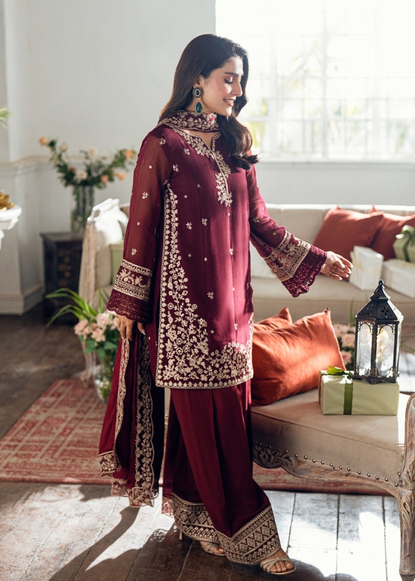 Lawn-3PC Embroidered Shirt With Embroidered Cotton Viscose Dupatta-5169 - QQ