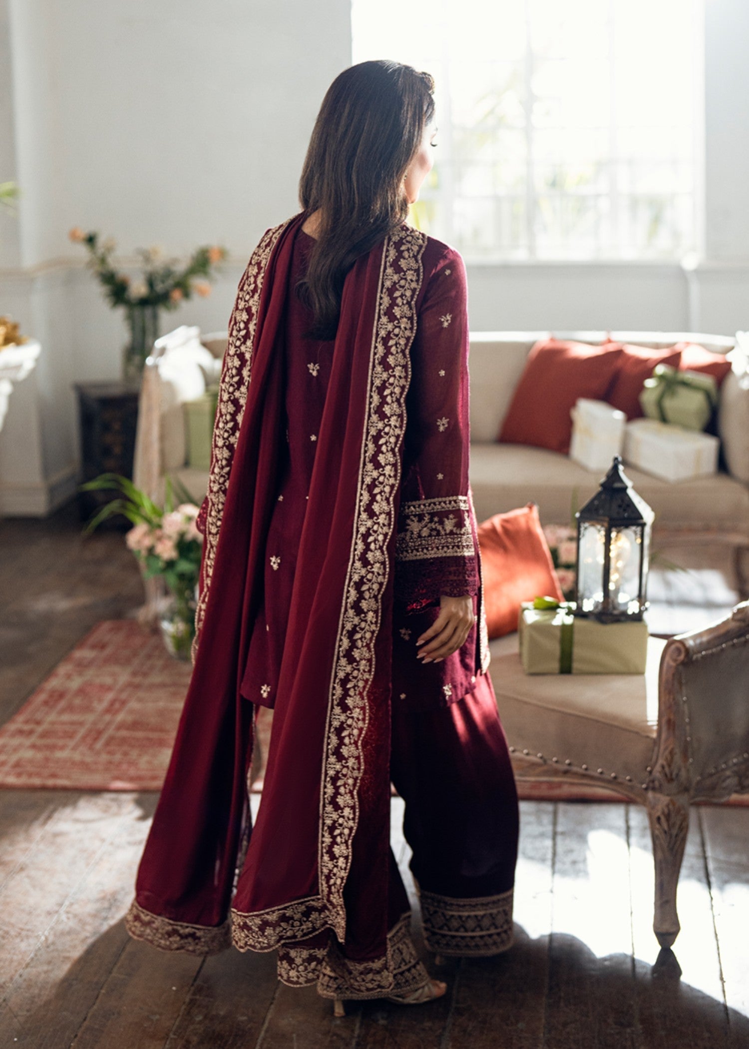 Lawn-3PC Embroidered Shirt With Embroidered Cotton Viscose Dupatta-5169 - QQ