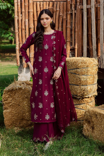 Lawn-3PC Embroidered Shirt With Chiffon Sequins Embroidered Dupatta-5060 - QQ