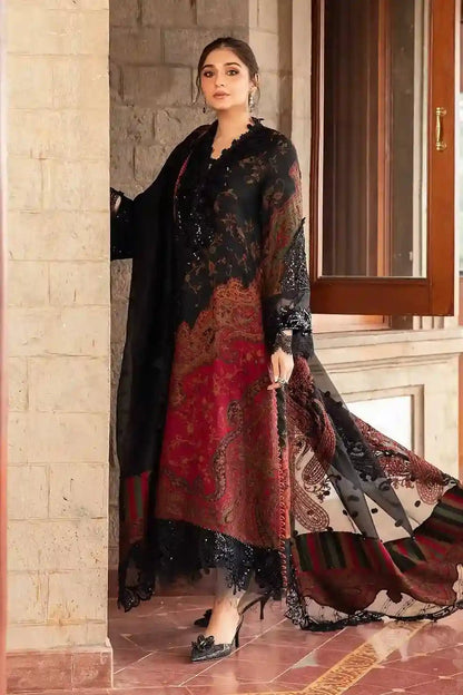 3PC KARANDI PRINTED SHIRT WITH KARANDI PRINTED DUAPTTA AND TROUSER -1709 - QQ