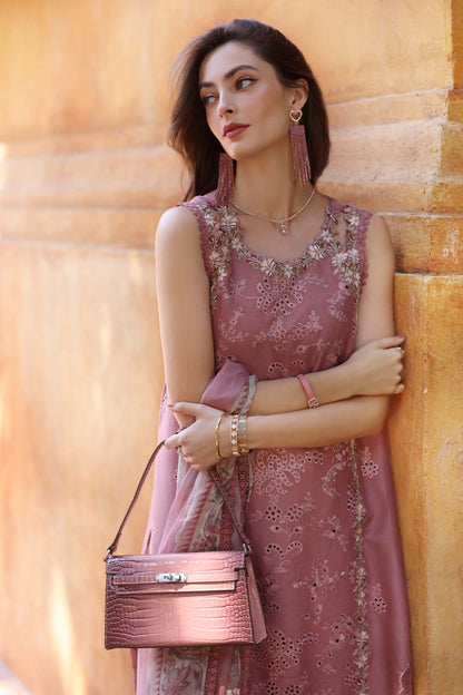 Dhanak-3PC Embroidered Shirt with Digital Printed Silk Dupatta-3282 - QQ