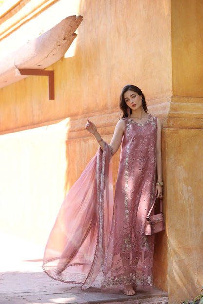 Dhanak-3PC Embroidered Shirt with Digital Printed Silk Dupatta-3282 - QQ