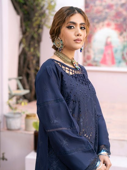 QALAMKAR 3PC Chikankari Dhanak Embroidered With Digital Printed Wool Shawl-118 - QQ