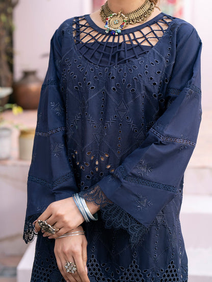 QALAMKAR 3PC Chikankari Dhanak Embroidered With Digital Printed Wool Shawl-118 - QQ
