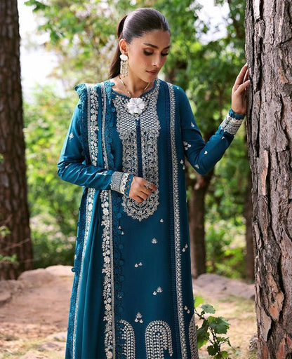 Dhanak 3PC Embroidered Shirt with Dhanak Embroidered Dupatta-3374 - QQ