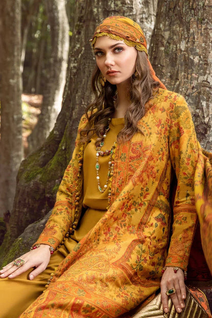 MARIA B. Dhanak 3PC Embroidered With Printed Pashmina Wool Shawl-116 - QQ