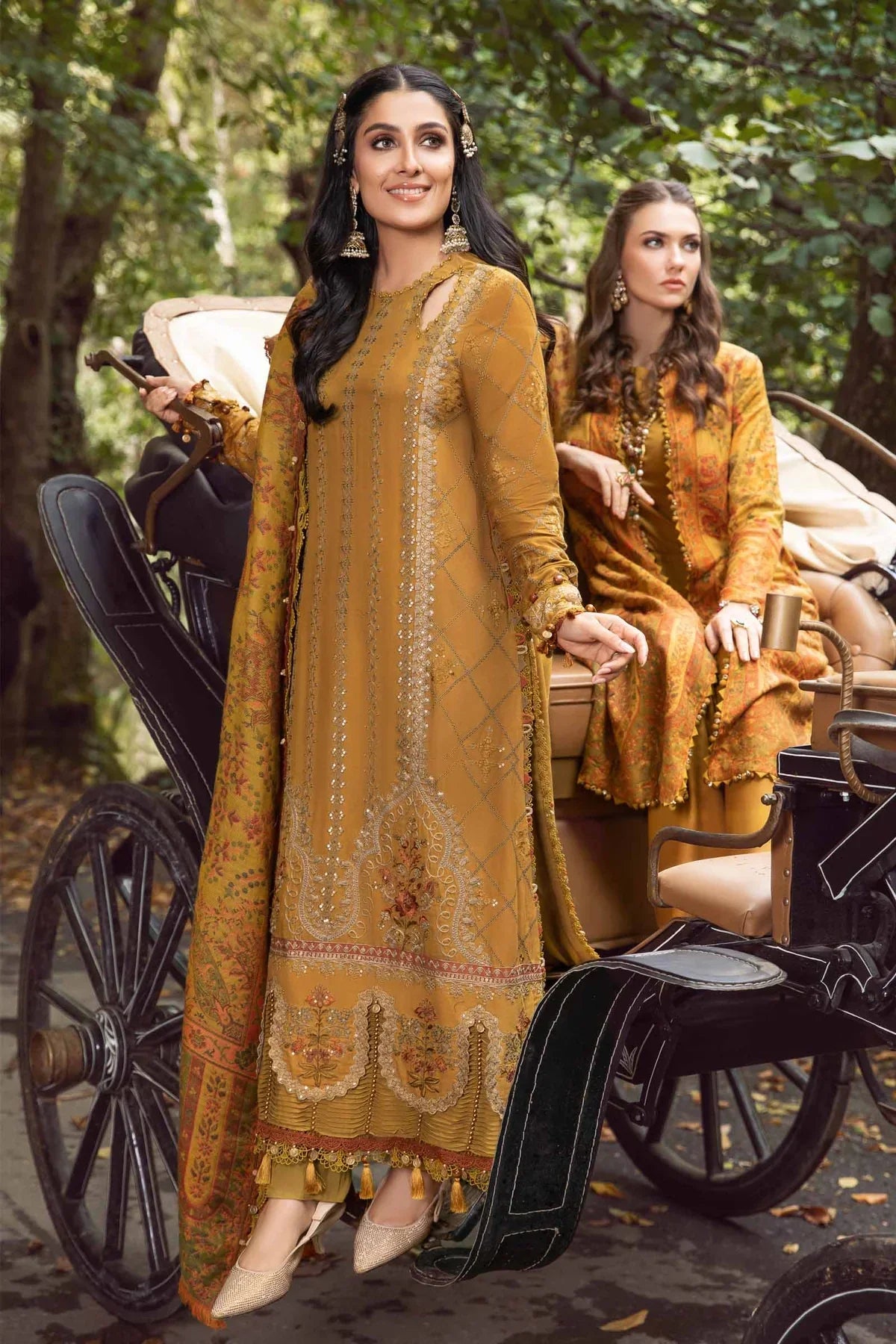 MARIA B. Dhanak 3PC Embroidered With Printed Pashmina Wool Shawl-116 - QQ