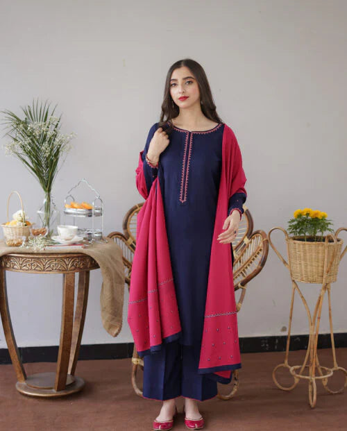 Dhanak 3PC Embroidered Q0339