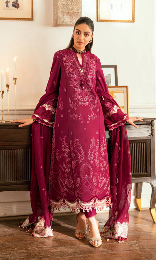 Dhanak-3PC Embroidered Shirt with Chiffon Embroidered Dupatta-3366