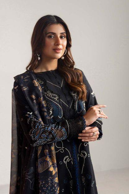 Dhanak-3PC Embroidered Shirt with Digital Printed Wool Shawl- 3365 - QQ