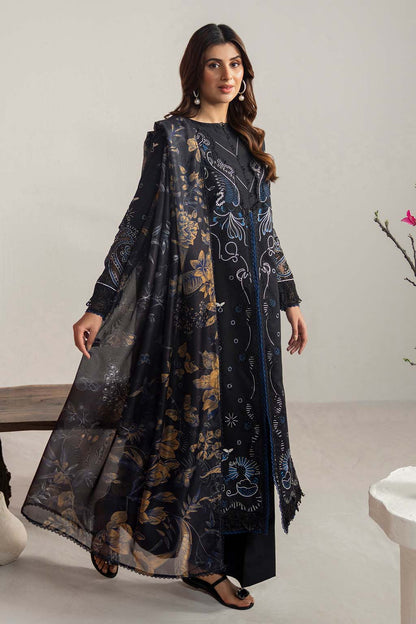 Dhanak-3PC Embroidered Shirt with Digital Printed Wool Shawl- 3365 - QQ