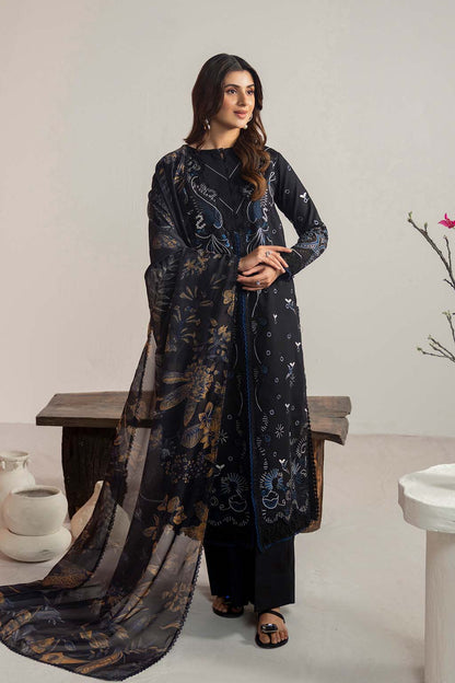 Dhanak-3PC Embroidered Shirt with Digital Printed Wool Shawl- 3365 - QQ