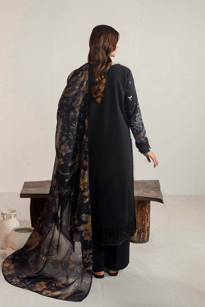 Dhanak-3PC Embroidered Shirt with Digital Printed Wool Shawl- 3365 - QQ