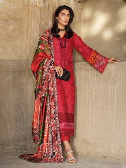 Dhanak-3PC Embroidered with Digital Printed Wool Shawl-3350 - QQ