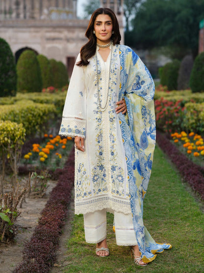 Dhanak-3PC Embroidered Shirt with Digital Printed Wool Shawl -3347 - QQ